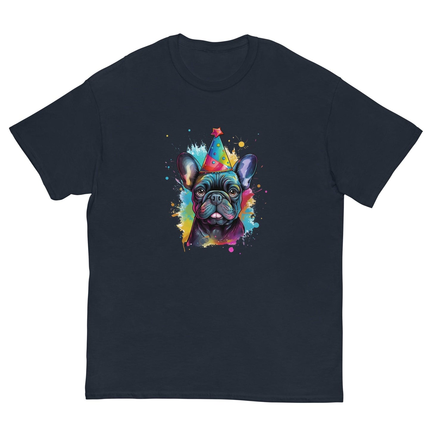 Festive Birthday Frenchie - Joyous Graphic T-shirt - Frenchie Emporium
