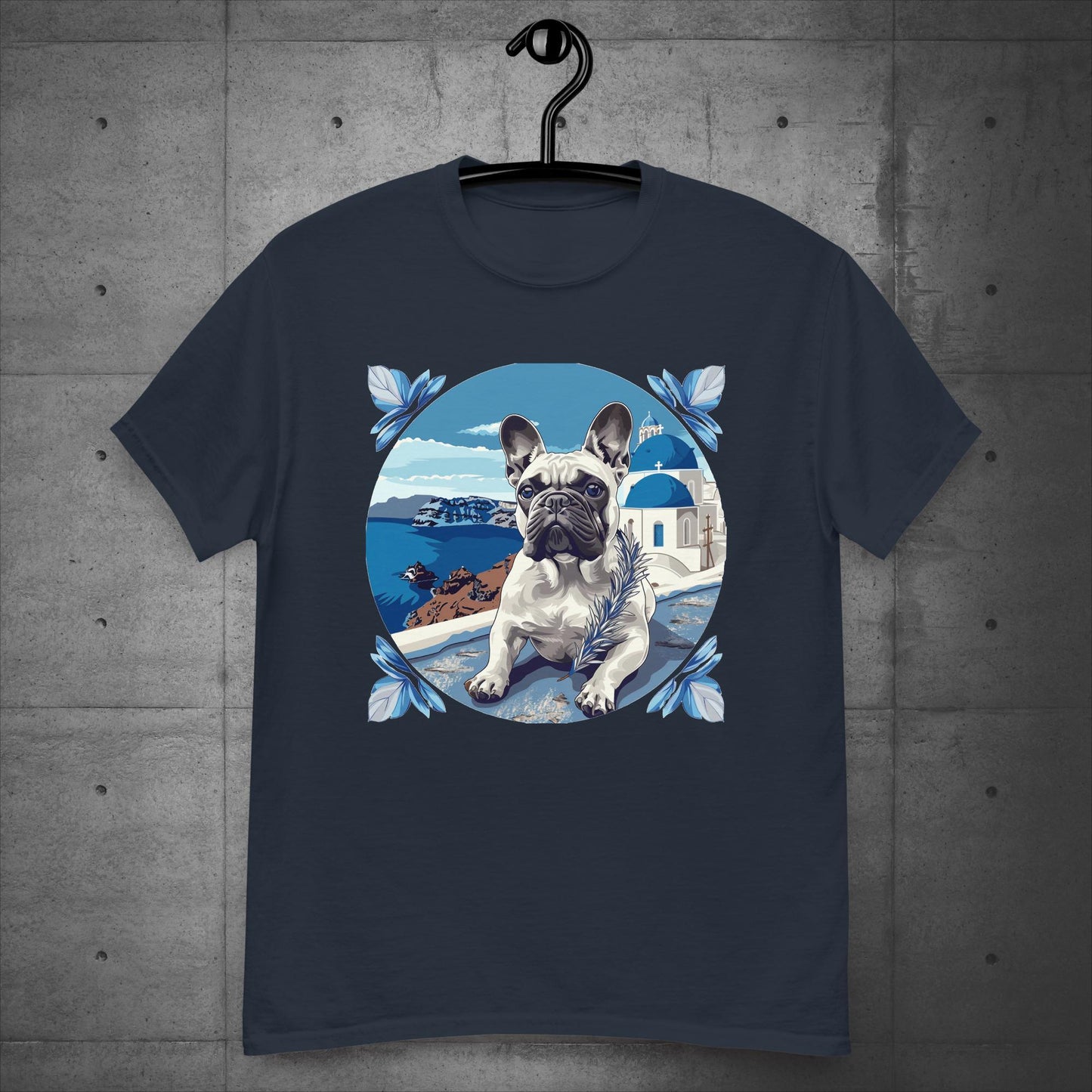 Serene Santorini Frenchie Unisex T-Shirt - Frenchie Emporium