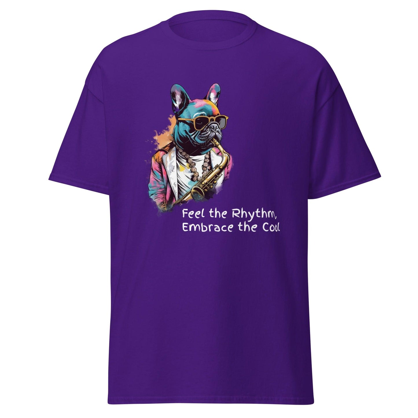 Jazzy Frenchie Saxophonist T-Shirt - Frenchie Emporium