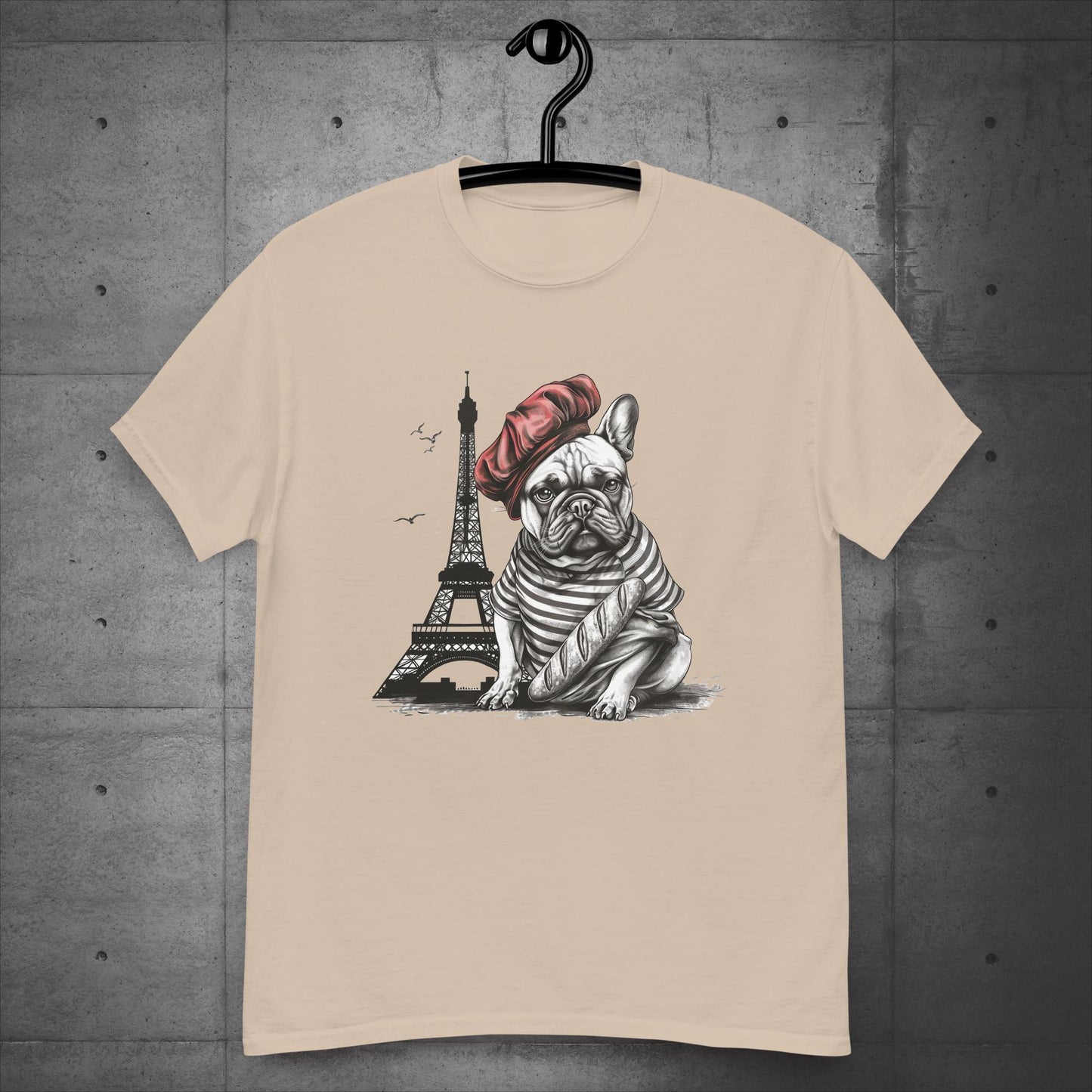 Unisex Frenchie at the Eiffel Tower T-Shirt: - Frenchie Emporium