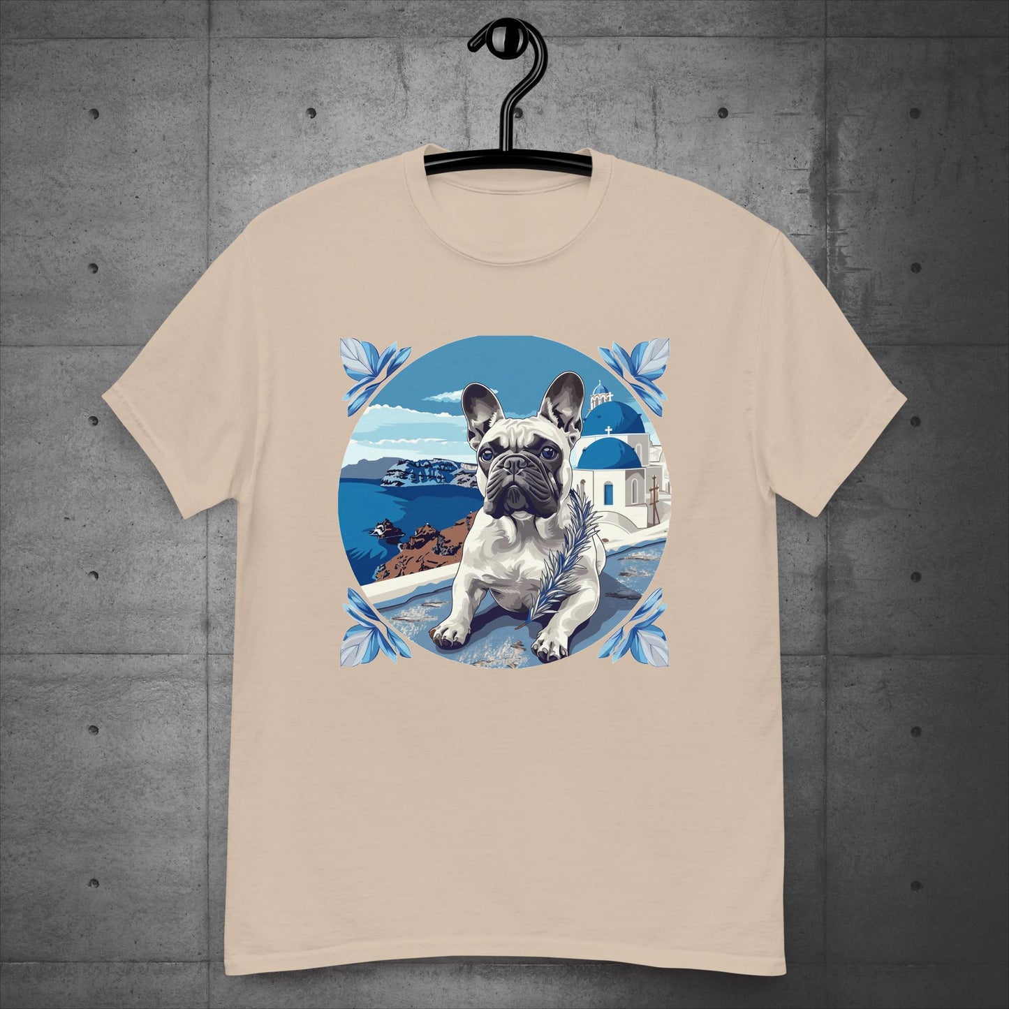 Serene Santorini Frenchie Unisex T-Shirt - Frenchie Emporium