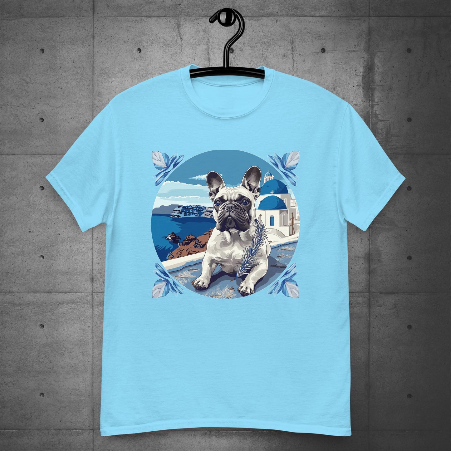 Serene Santorini Frenchie Unisex T-Shirt - Frenchie Emporium