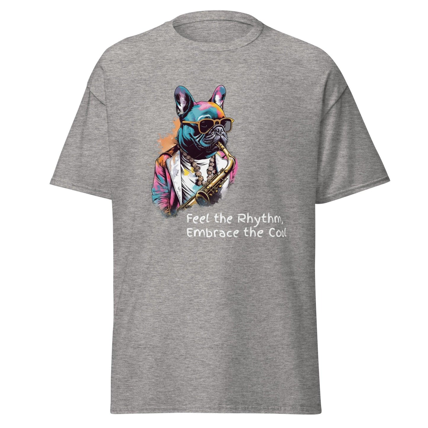 Jazzy Frenchie Saxophonist T-Shirt - Frenchie Emporium
