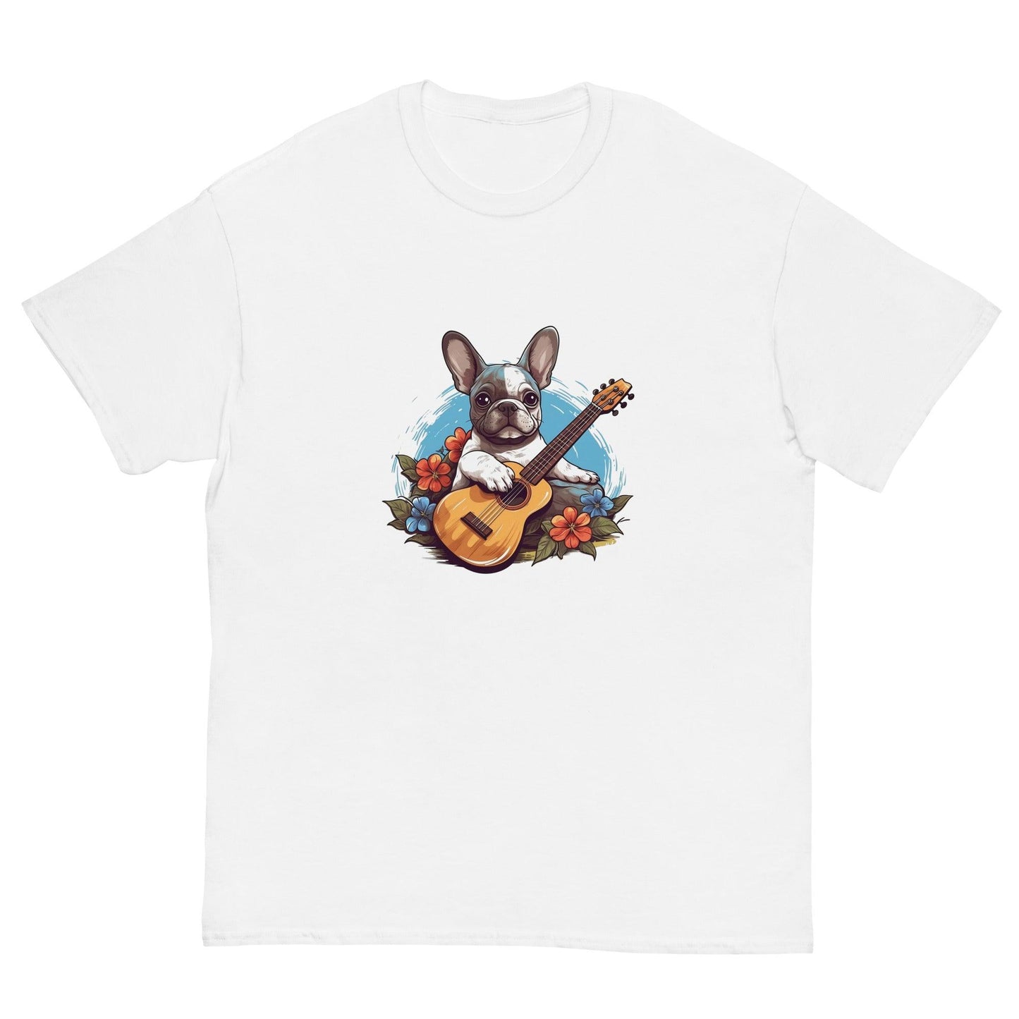 Hawaiian Ukulele Frenchie - Relaxing Graphic T-shirt - Frenchie Emporium