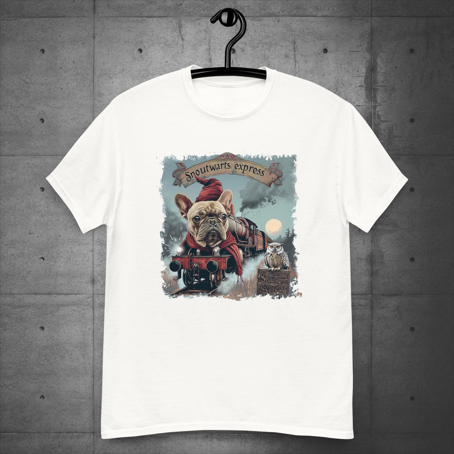Unisex French Bulldog "Snoutwarts Express" T-Shirt