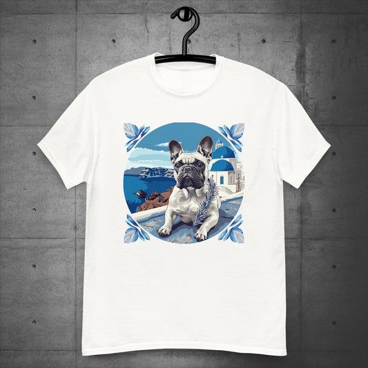 Serene Santorini Frenchie Unisex T-Shirt - Frenchie Emporium