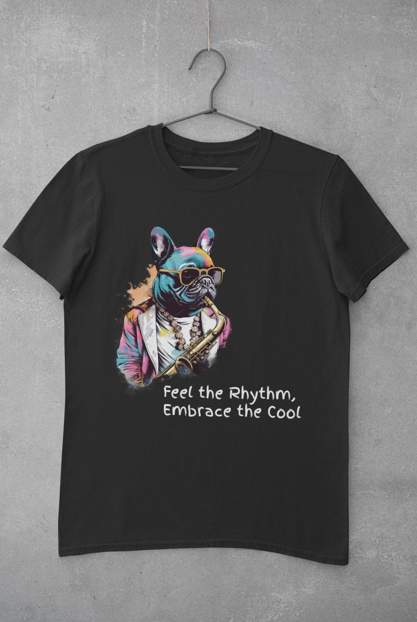 Jazzy Frenchie Saxophonist T-Shirt - Frenchie Emporium