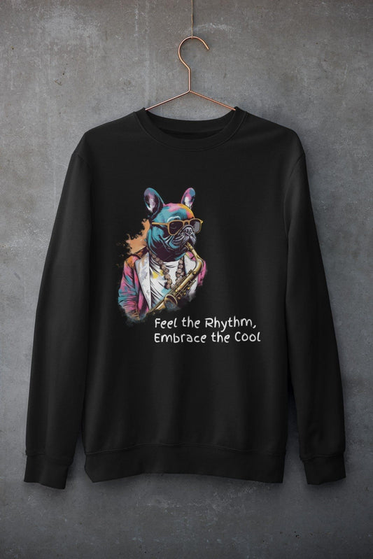 Jazzy Frenchie Saxophonist Unisex Sweater - Frenchie Emporium