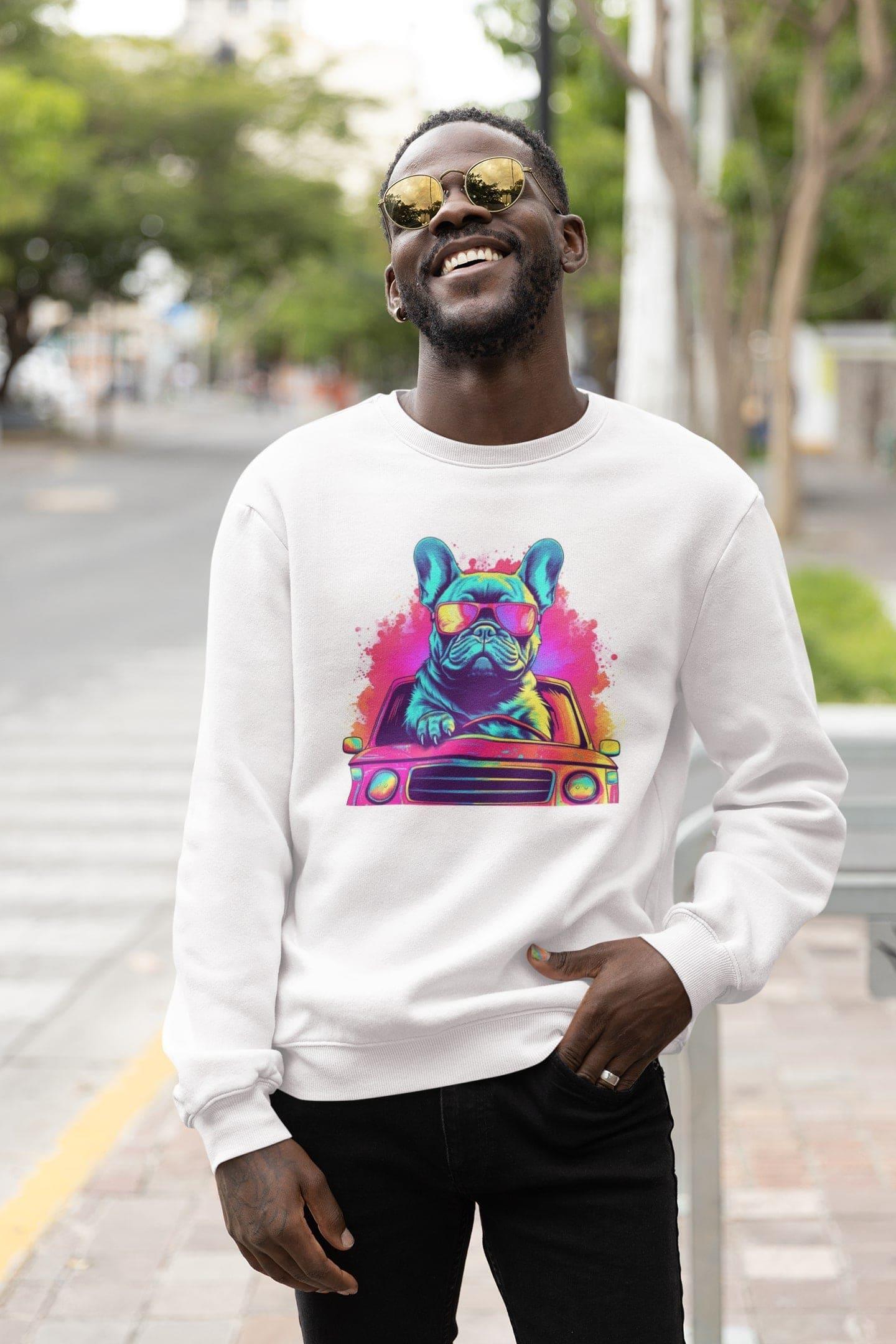 Cruisin' Canines: French Bulldog on Wheels Unisex Sweater - Frenchie Emporium