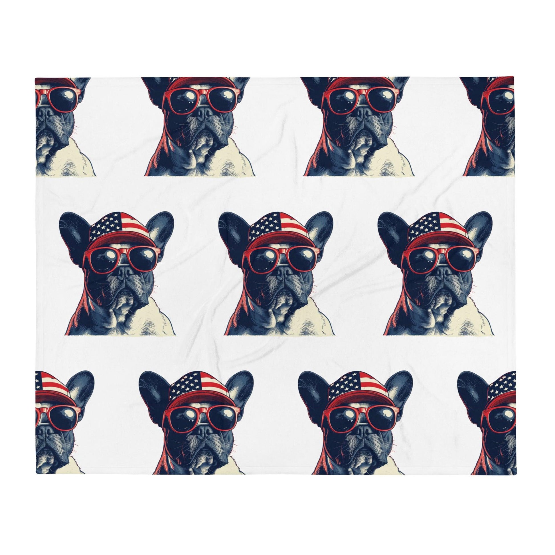 French Bulldog Pride of America - Throw Blanket - Frenchie Emporium