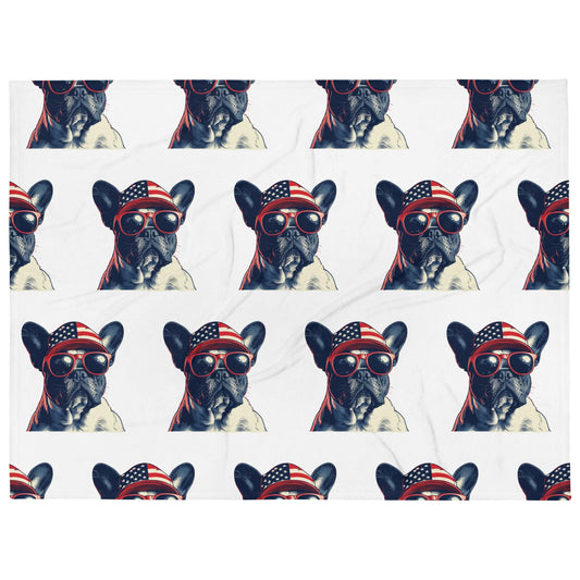 French Bulldog Pride of America - Throw Blanket - Frenchie Emporium