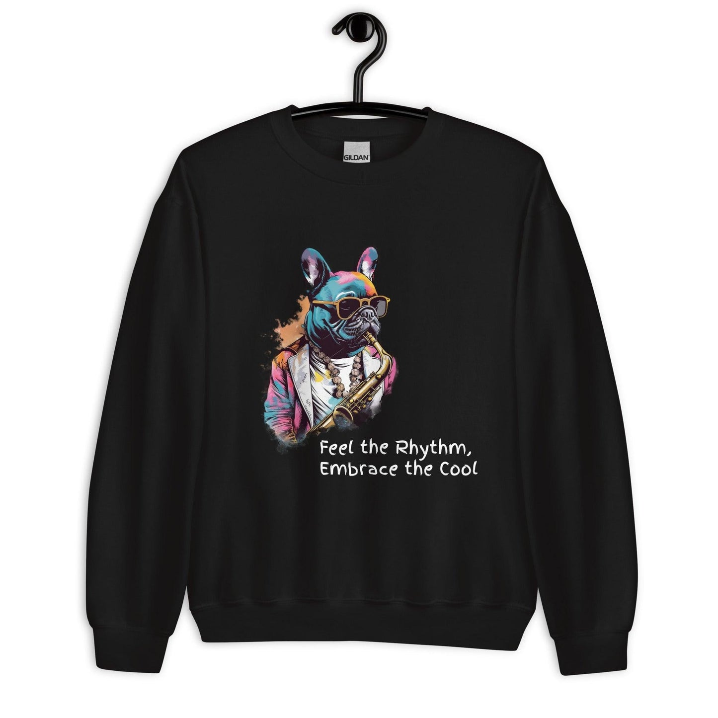 Jazzy Frenchie Saxophonist Unisex Sweater - Frenchie Emporium