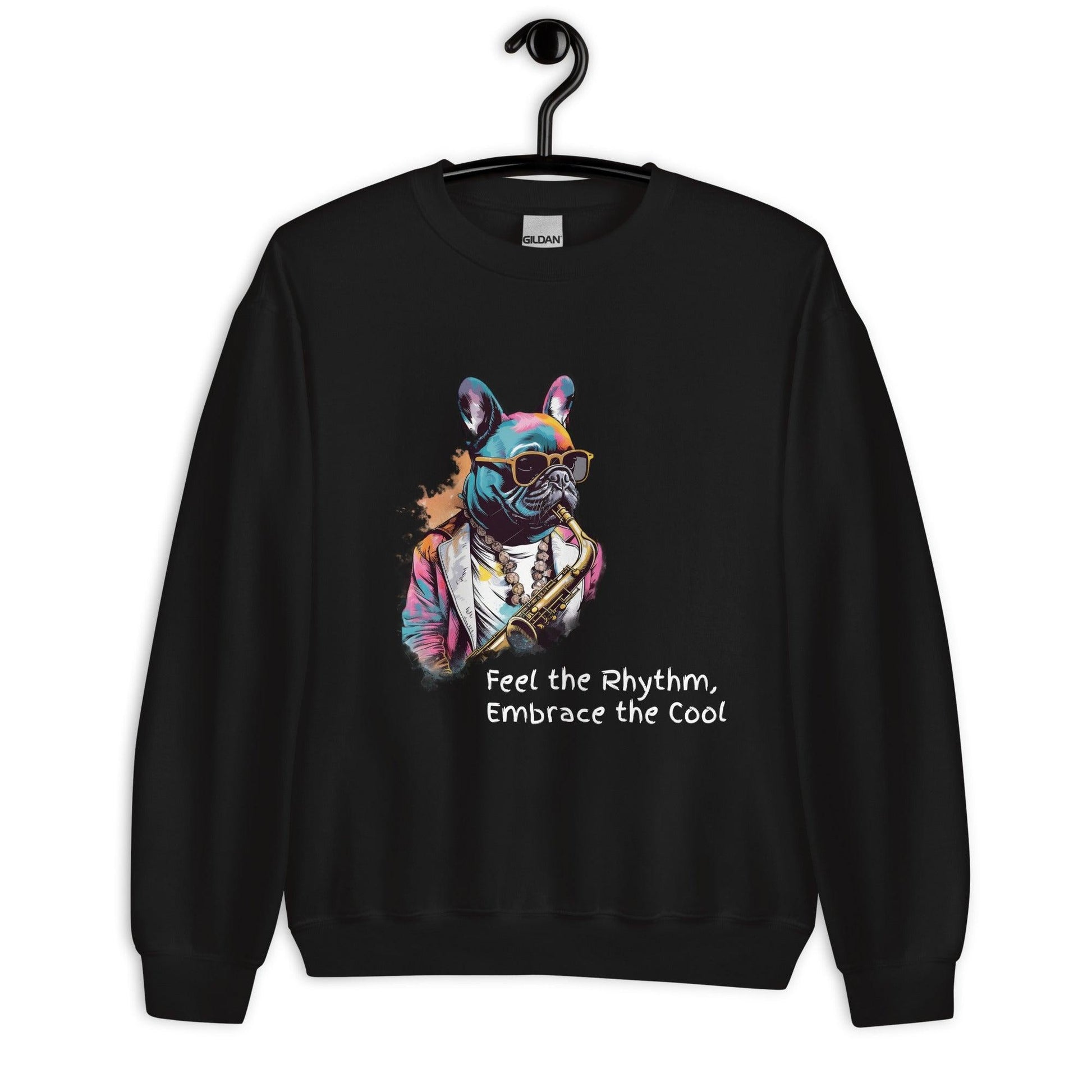 Jazzy Frenchie Saxophonist Unisex Sweater - Frenchie Emporium