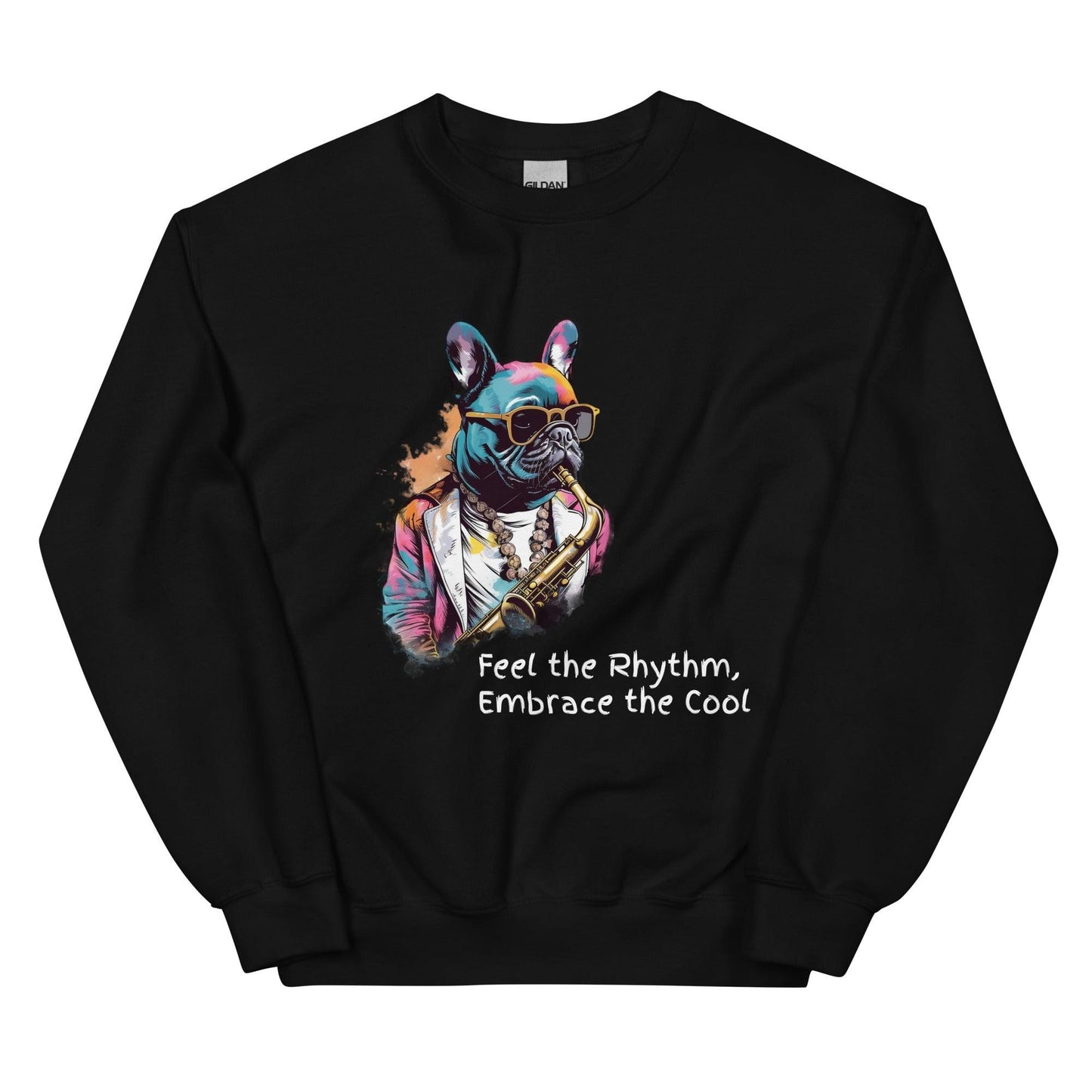 Jazzy Frenchie Saxophonist Unisex Sweater - Frenchie Emporium