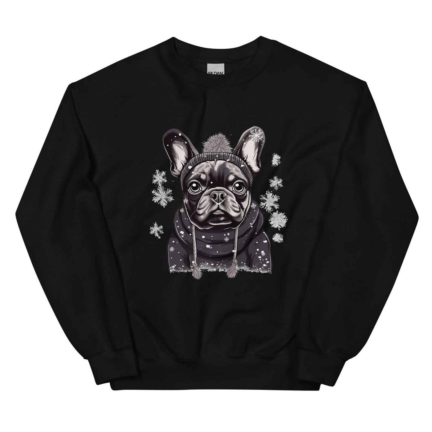 "Snowflake Serenity Frenchie" - Unisex Sweatshirt - Frenchie Emporium