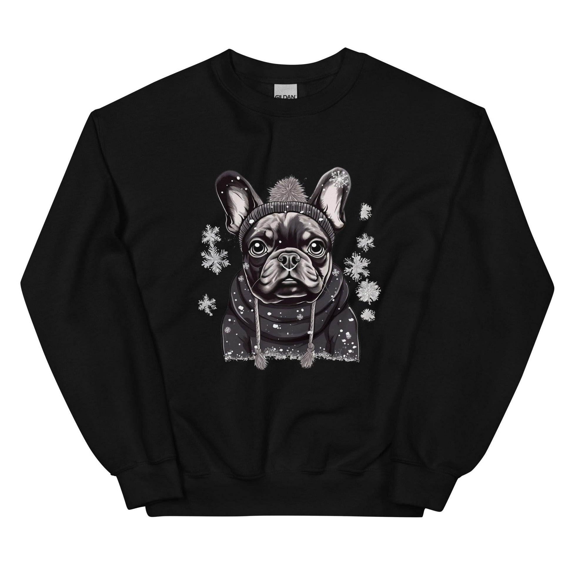 "Snowflake Serenity Frenchie" - Unisex Sweatshirt - Frenchie Emporium