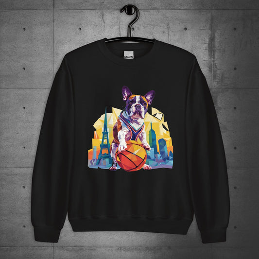 French Bulldog Hoops Hound in the City Unisex Sweater, - Frenchie Emporium