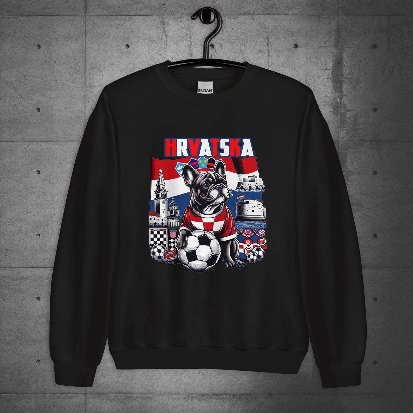 Frenchie Croatia -Hrvatska Football Fan Unisex Sweater - Frenchie Emporium