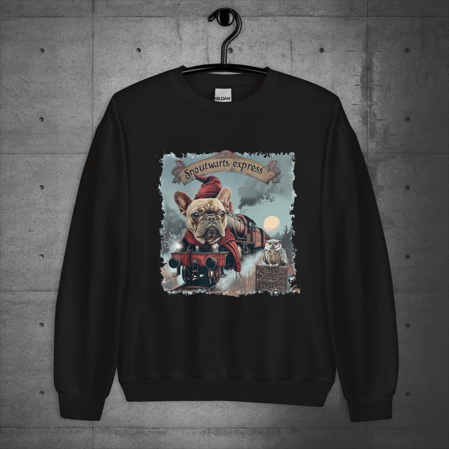 Unisex French Bulldog "Snoutwarts Express" Sweater/Sweatshirt - Frenchie Emporium