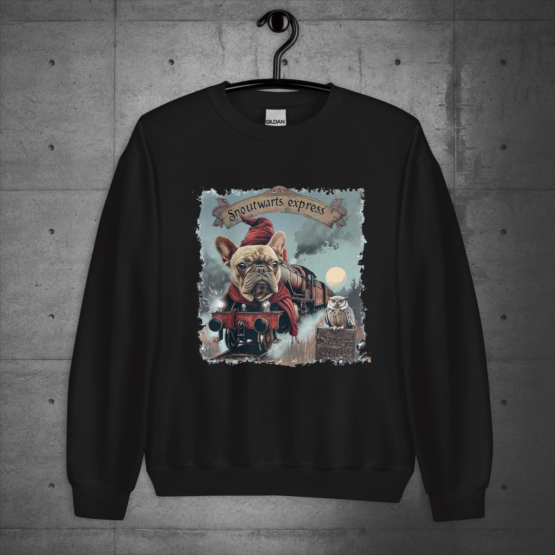 Unisex French Bulldog "Snoutwarts Express" Sweater/Sweatshirt - Frenchie Emporium