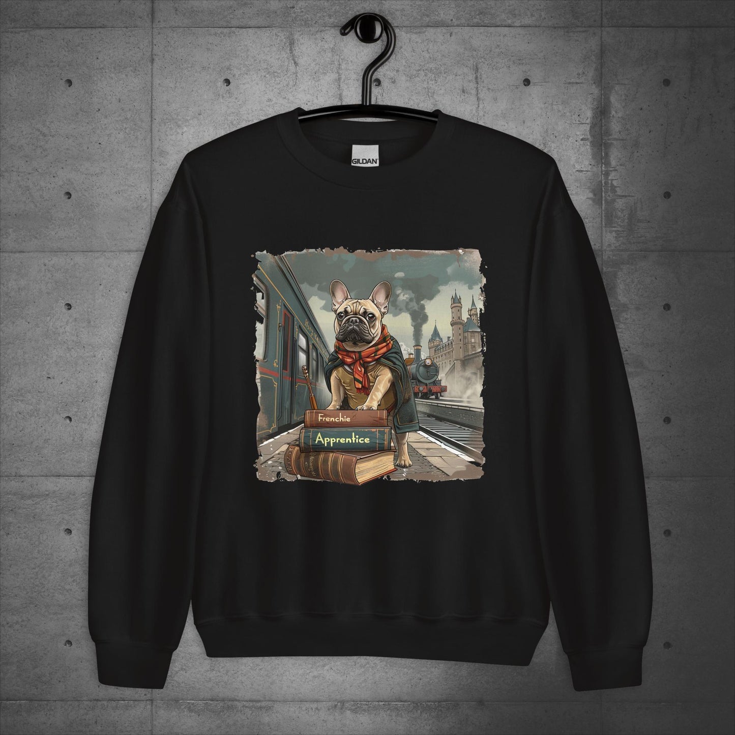 Unisex French Bulldog "Train to Wizardry" Sweater/Sweatshirt - Frenchie Emporium