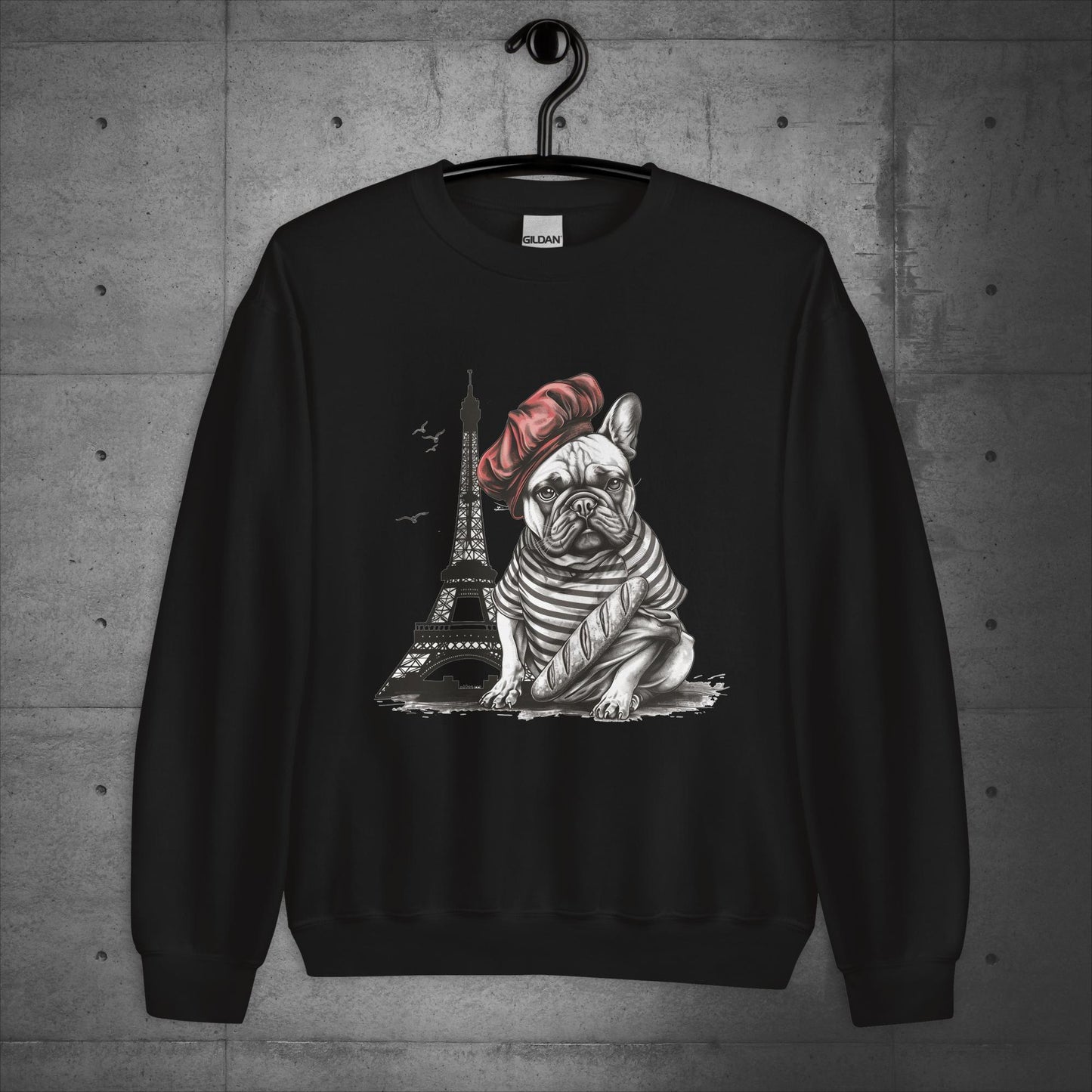 Unisex French Bulldog at the Eiffel Tower Sweater/Sweatshirt - Frenchie Emporium