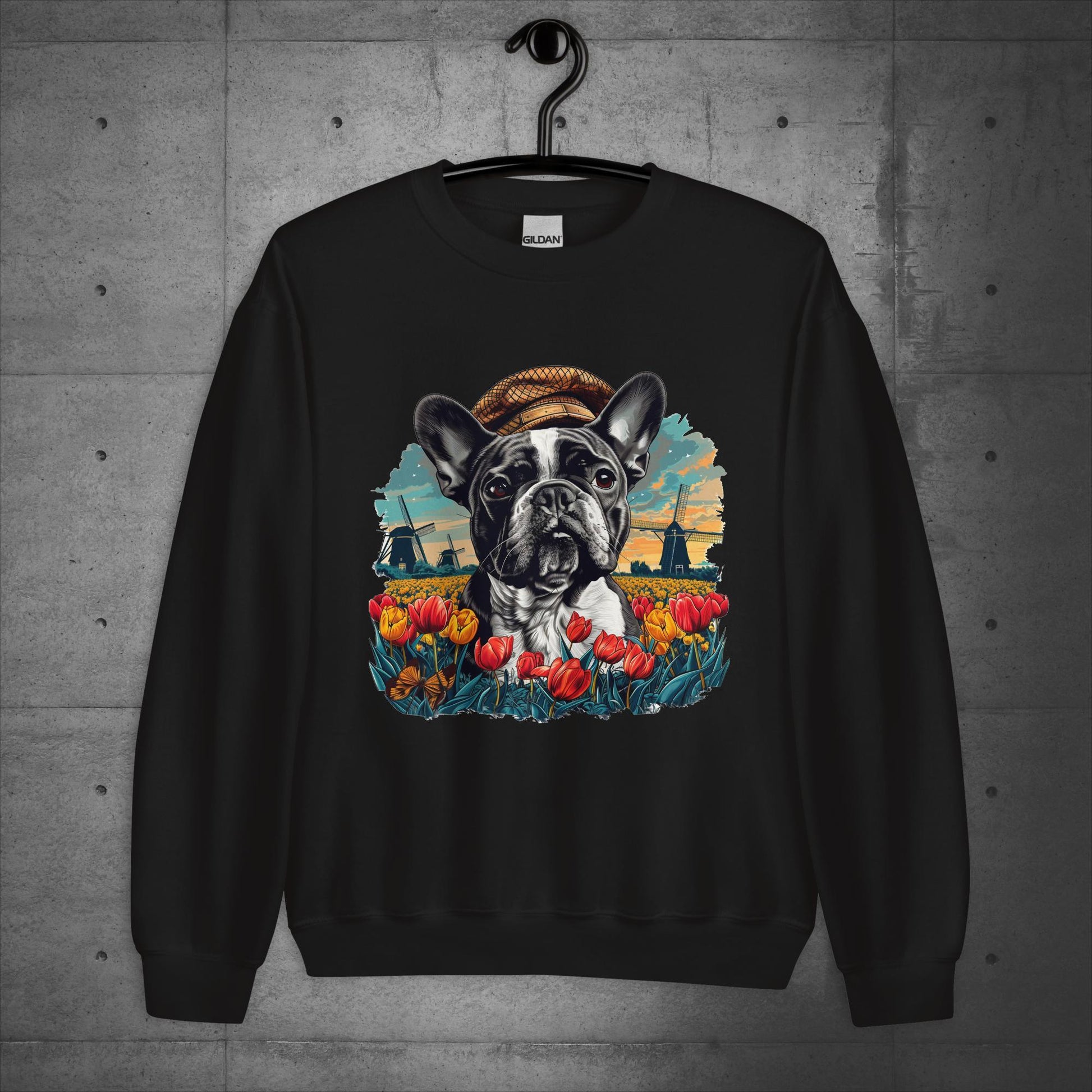 Tulip Field Frenchie - Unisex Sweater/Sweatshirt - Frenchie Emporium
