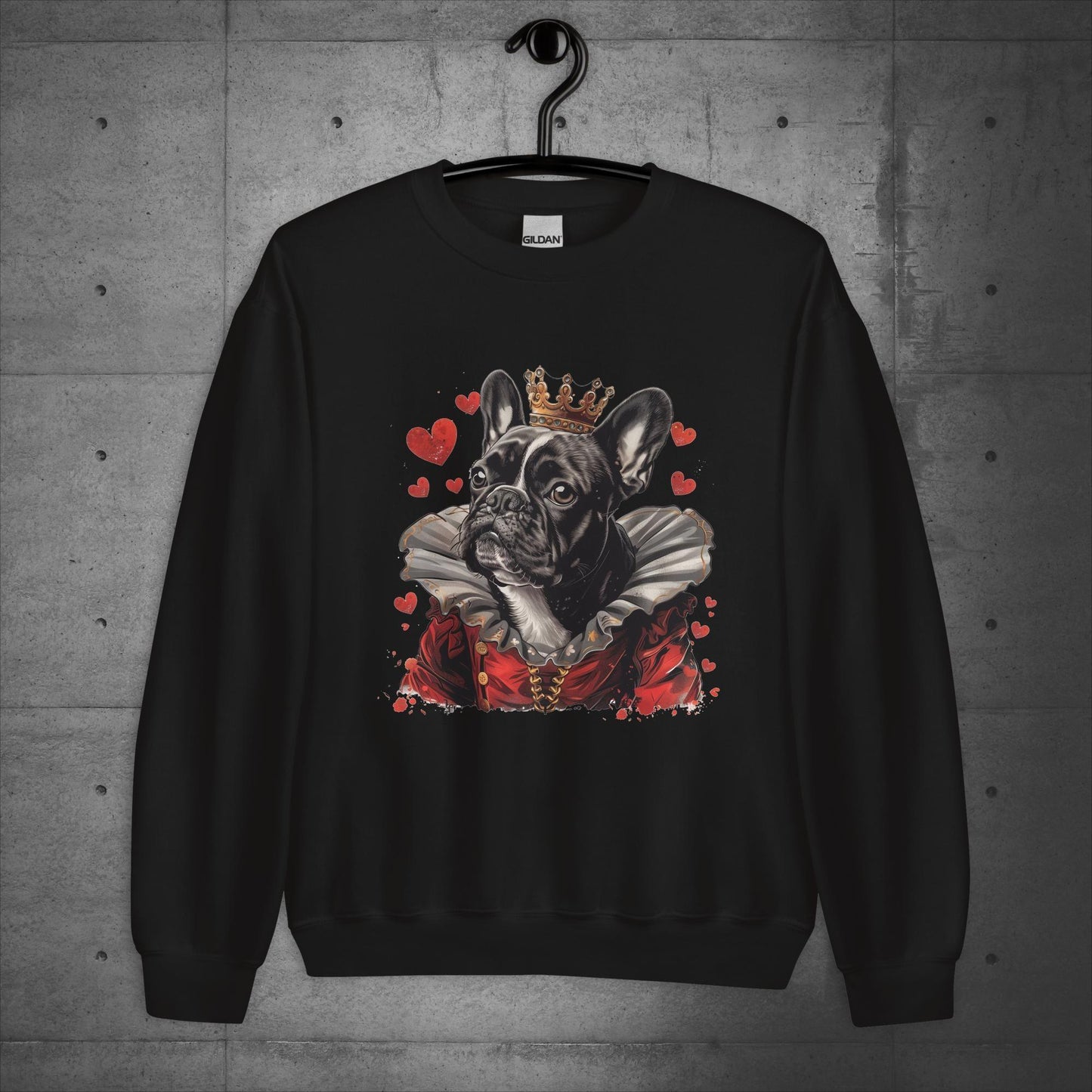 Queen of Hearts Frenchie - Unisex Sweatshirt - Frenchie Emporium