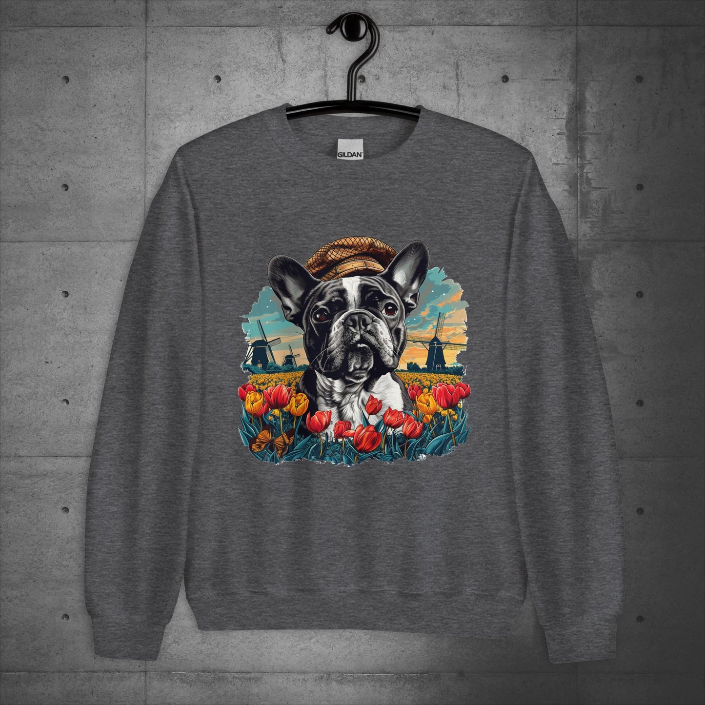 Tulip Field Frenchie - Unisex Sweater/Sweatshirt - Frenchie Emporium