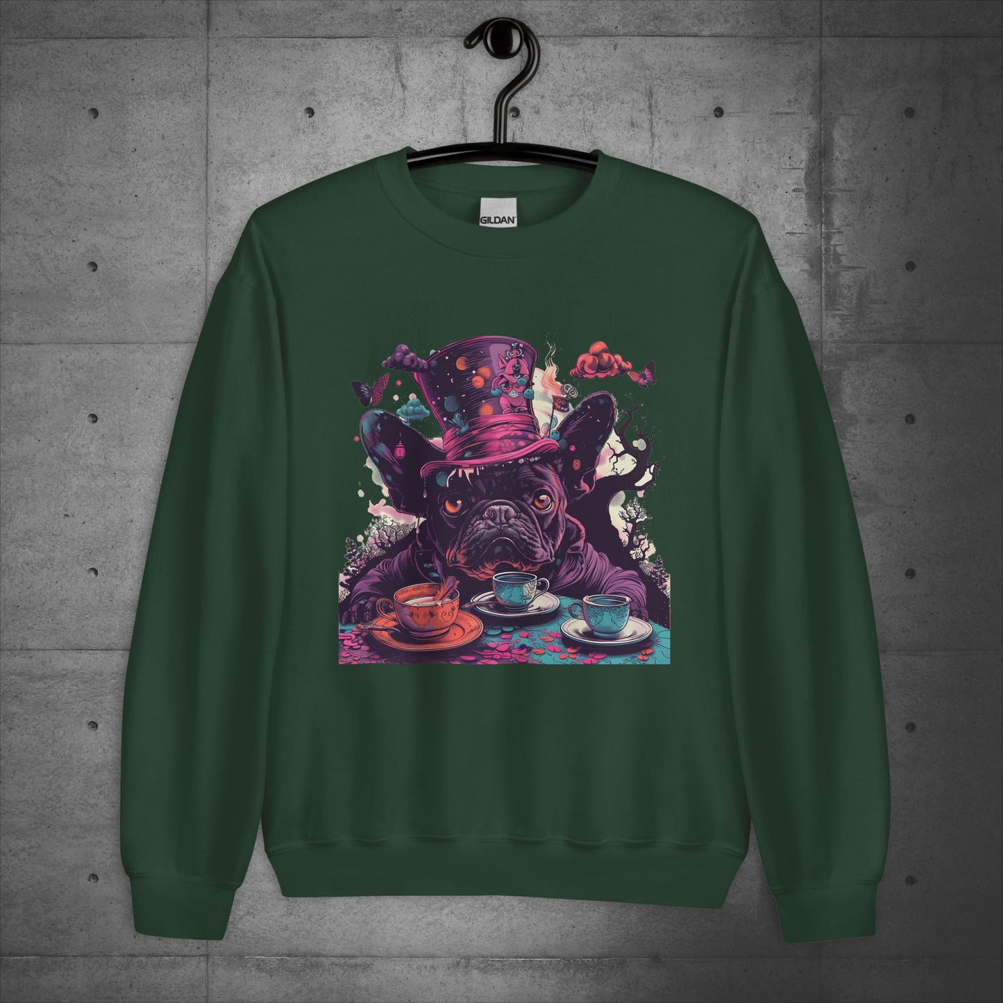 Alice in Wonderland Frenchie Tea Party- Unisex Sweatshirt/Sweater