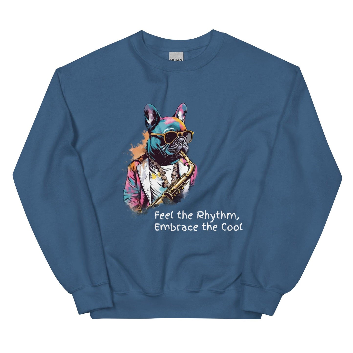 Jazzy Frenchie Saxophonist Unisex Sweater - Frenchie Emporium