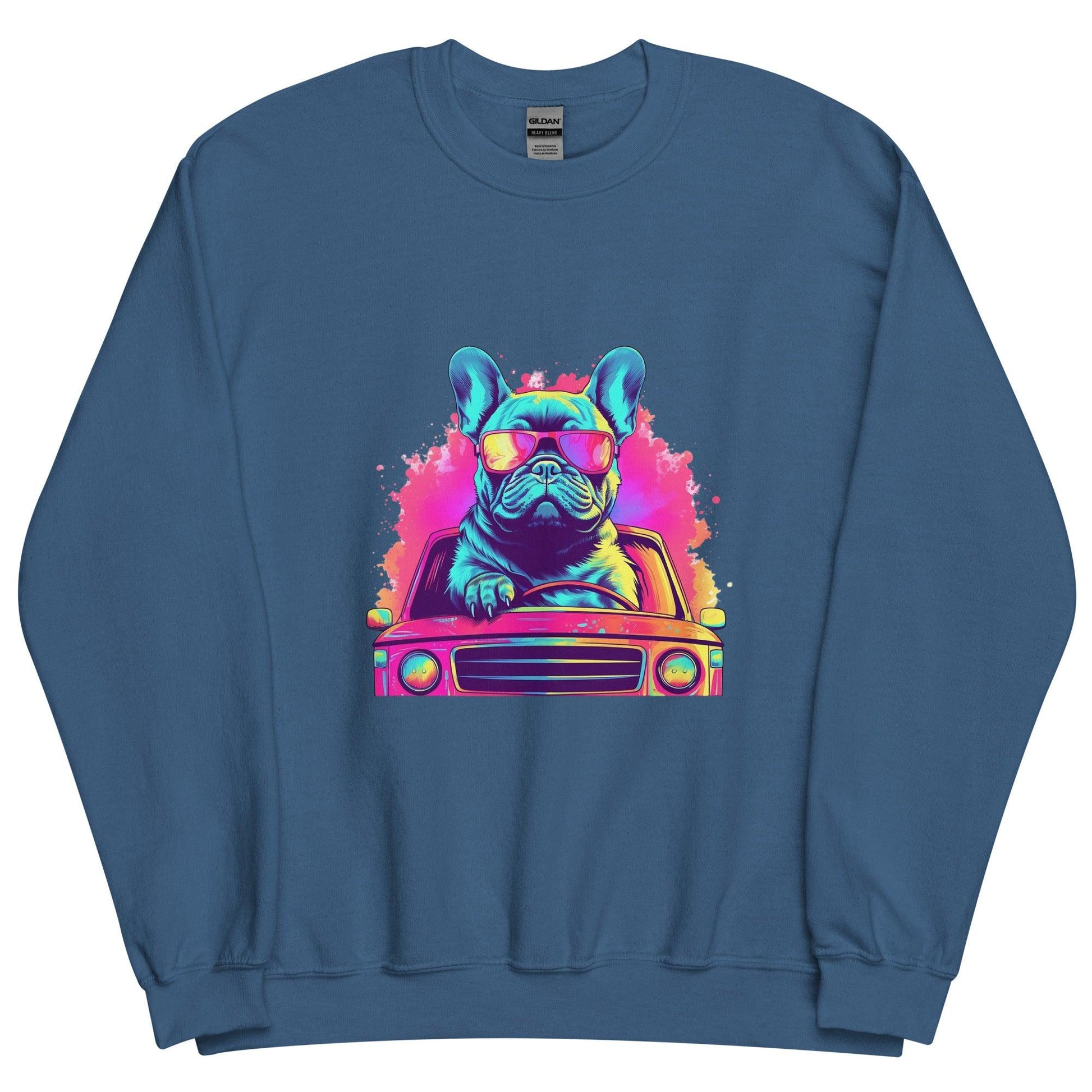 Cruisin' Canines: French Bulldog on Wheels Unisex Sweater - Frenchie Emporium