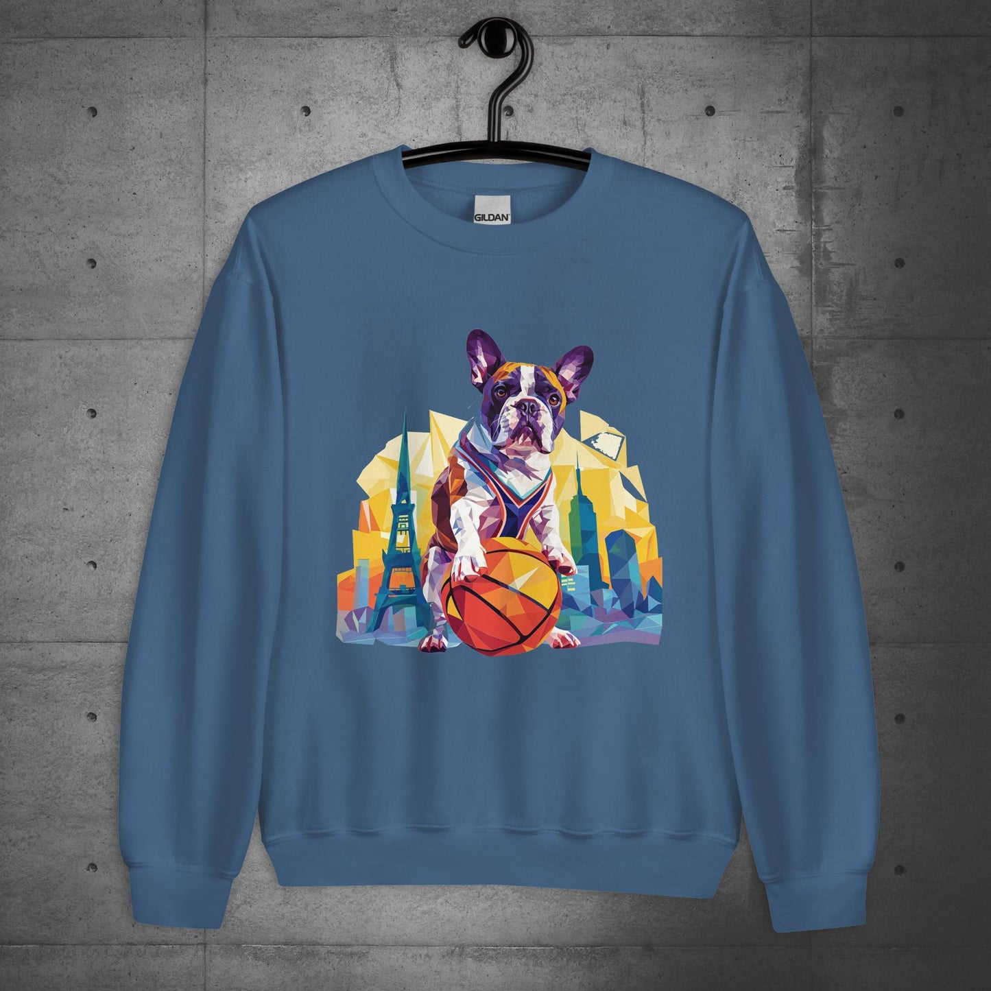 French Bulldog Hoops Hound in the City Unisex Sweater, - Frenchie Emporium