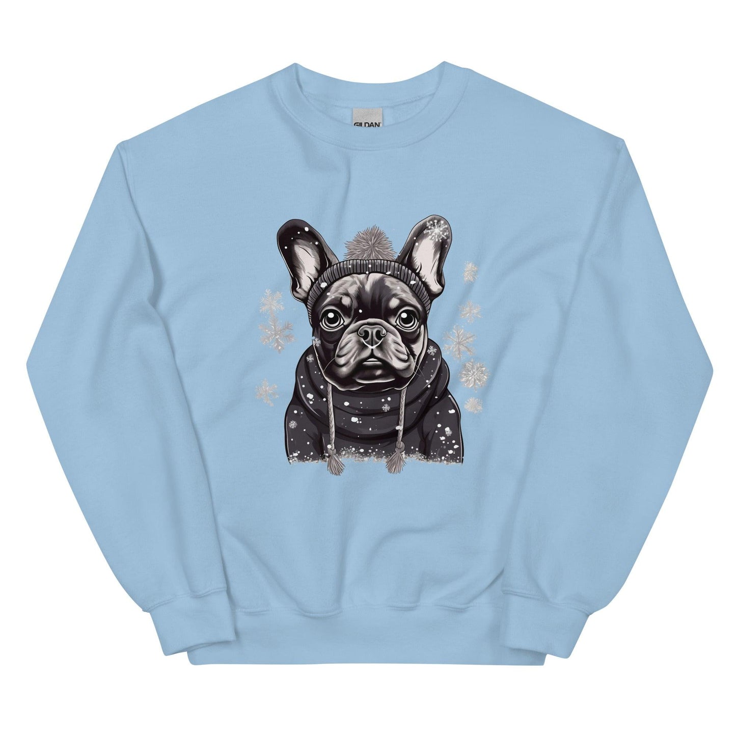 "Snowflake Serenity Frenchie" - Unisex Sweatshirt - Frenchie Emporium