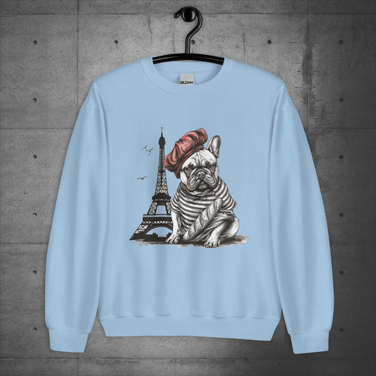 Unisex French Bulldog at the Eiffel Tower Sweater/Sweatshirt - Frenchie Emporium