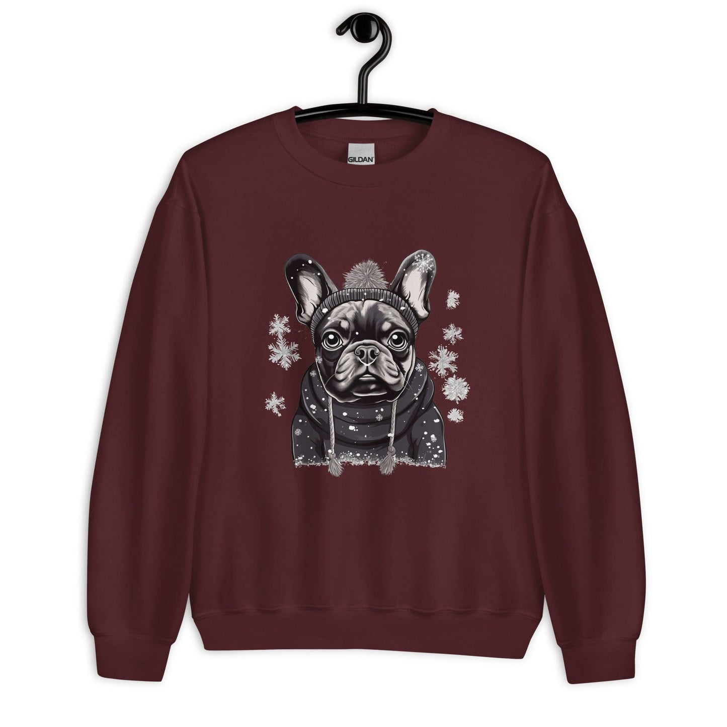 "Snowflake Serenity Frenchie" - Unisex Sweatshirt - Frenchie Emporium