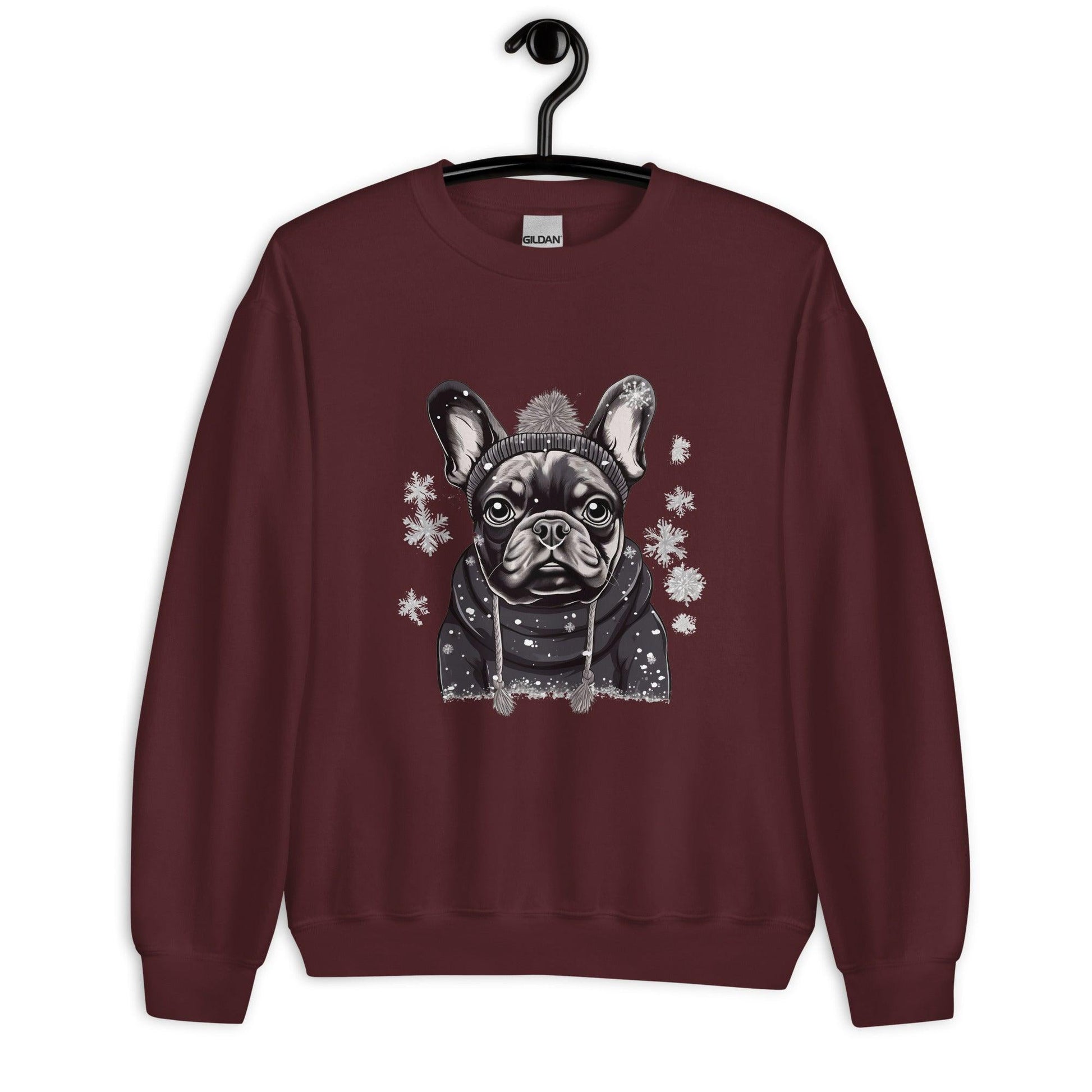 "Snowflake Serenity Frenchie" - Unisex Sweatshirt - Frenchie Emporium