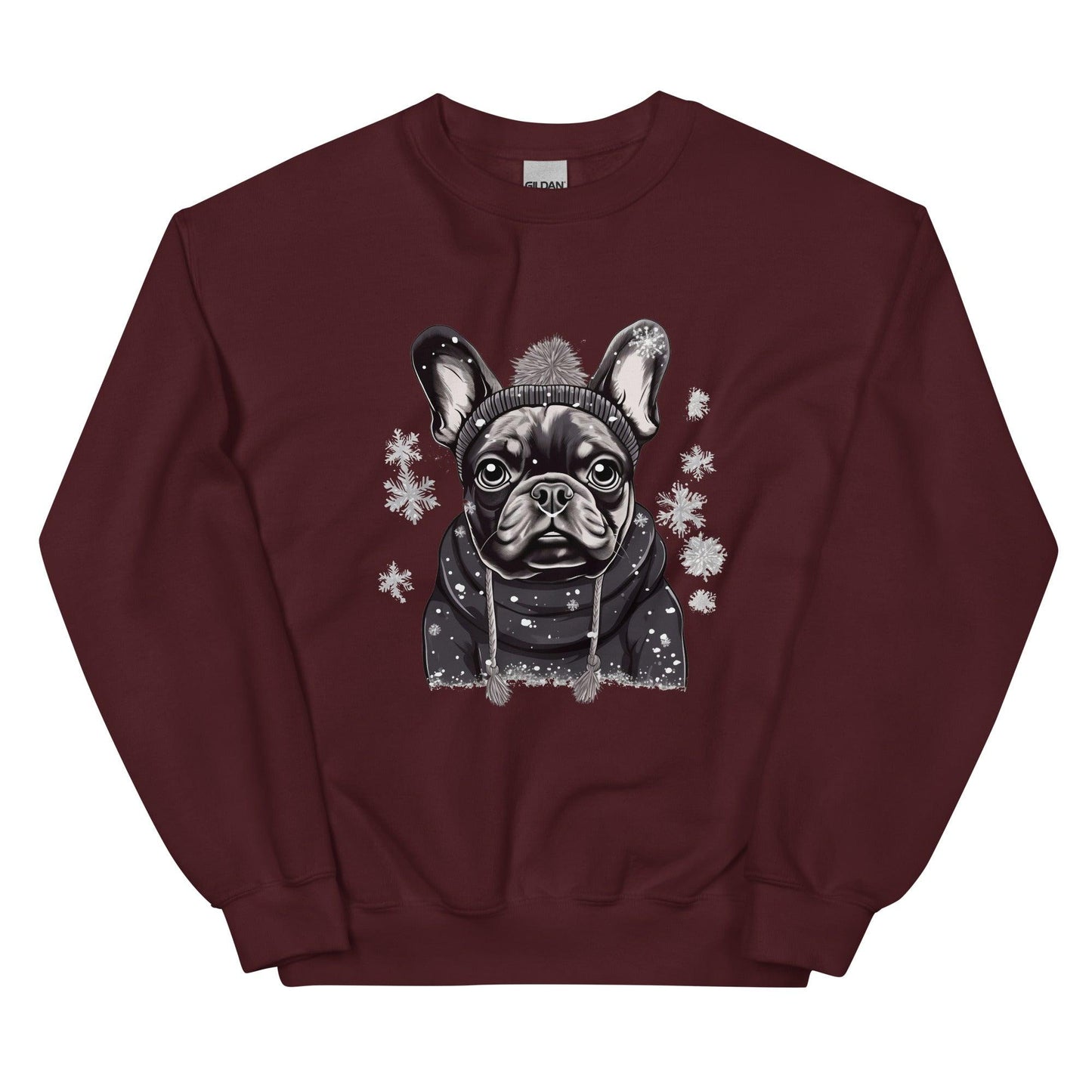 "Snowflake Serenity Frenchie" - Unisex Sweatshirt - Frenchie Emporium