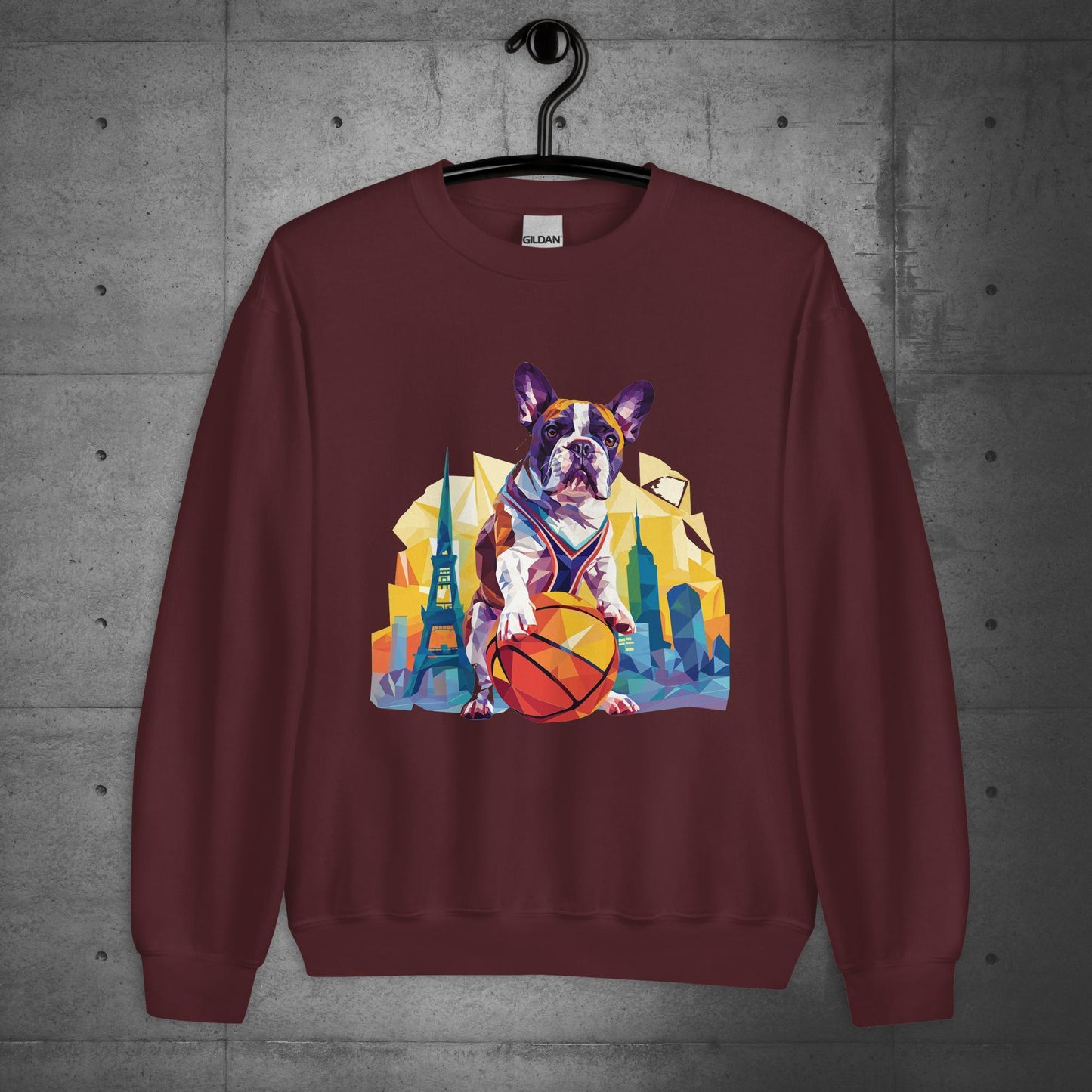 French Bulldog Hoops Hound in the City Unisex Sweater, - Frenchie Emporium