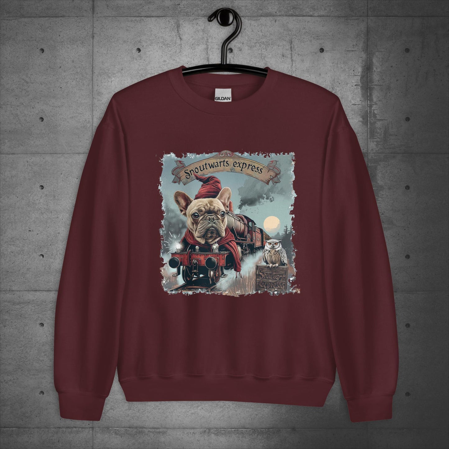 Unisex French Bulldog "Snoutwarts Express" Sweater/Sweatshirt - Frenchie Emporium