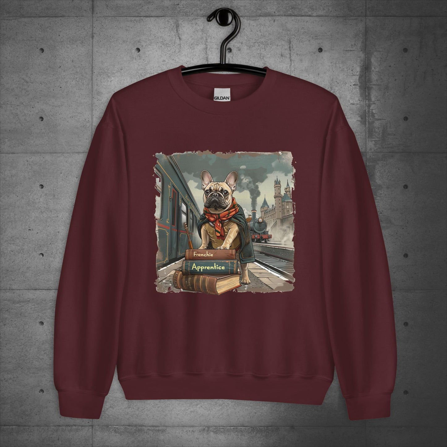 Unisex French Bulldog "Train to Wizardry" Sweater/Sweatshirt - Frenchie Emporium