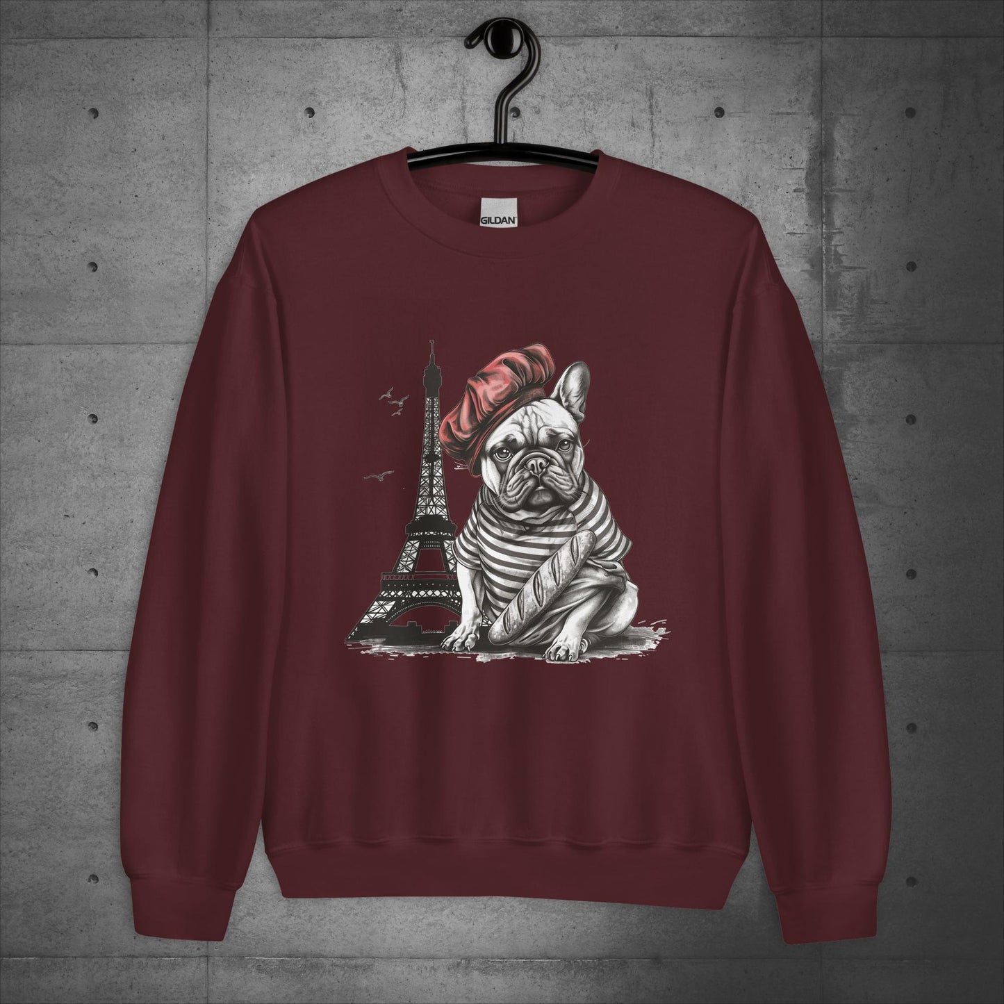 Unisex French Bulldog at the Eiffel Tower Sweater/Sweatshirt - Frenchie Emporium