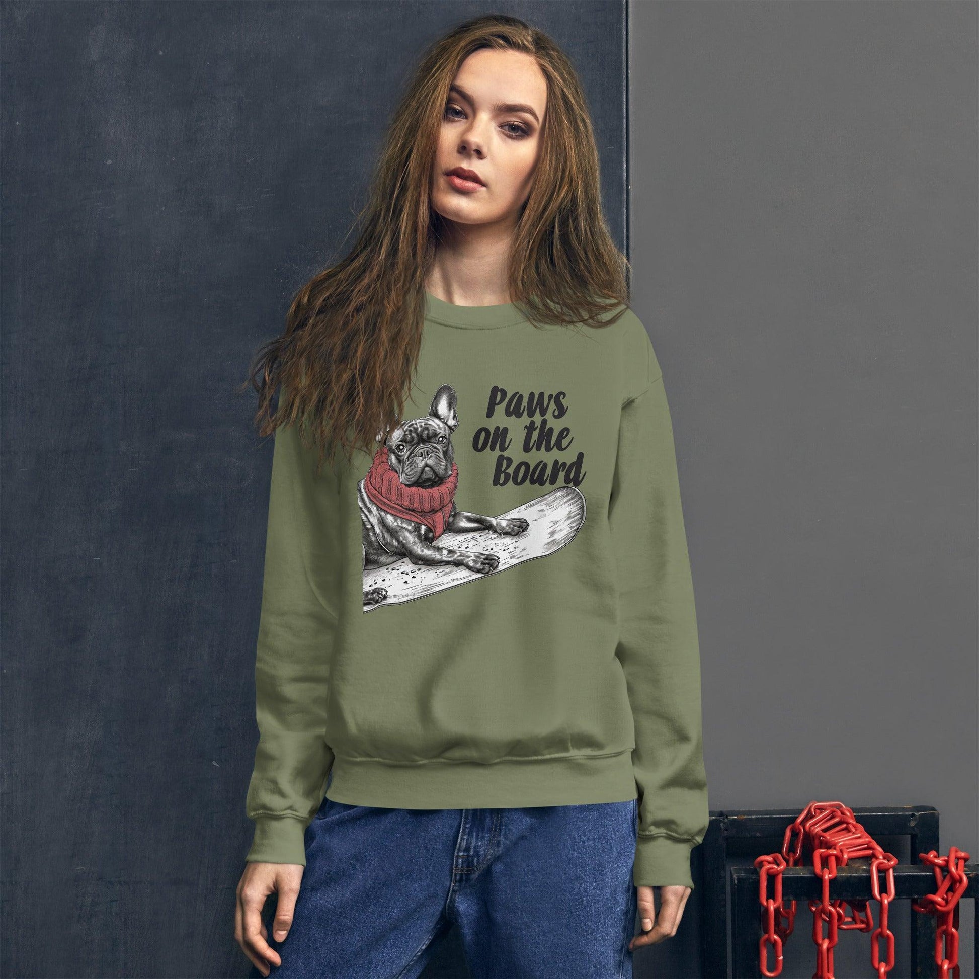 Paws on the Board Frenchie Unisex Sweatshirt - Frenchie Emporium