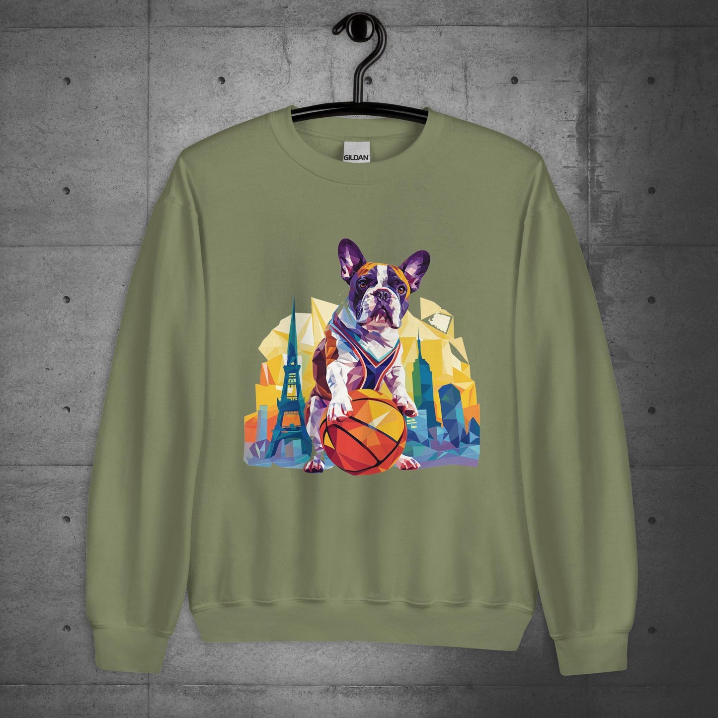 French Bulldog Hoops Hound in the City Unisex Sweater, - Frenchie Emporium