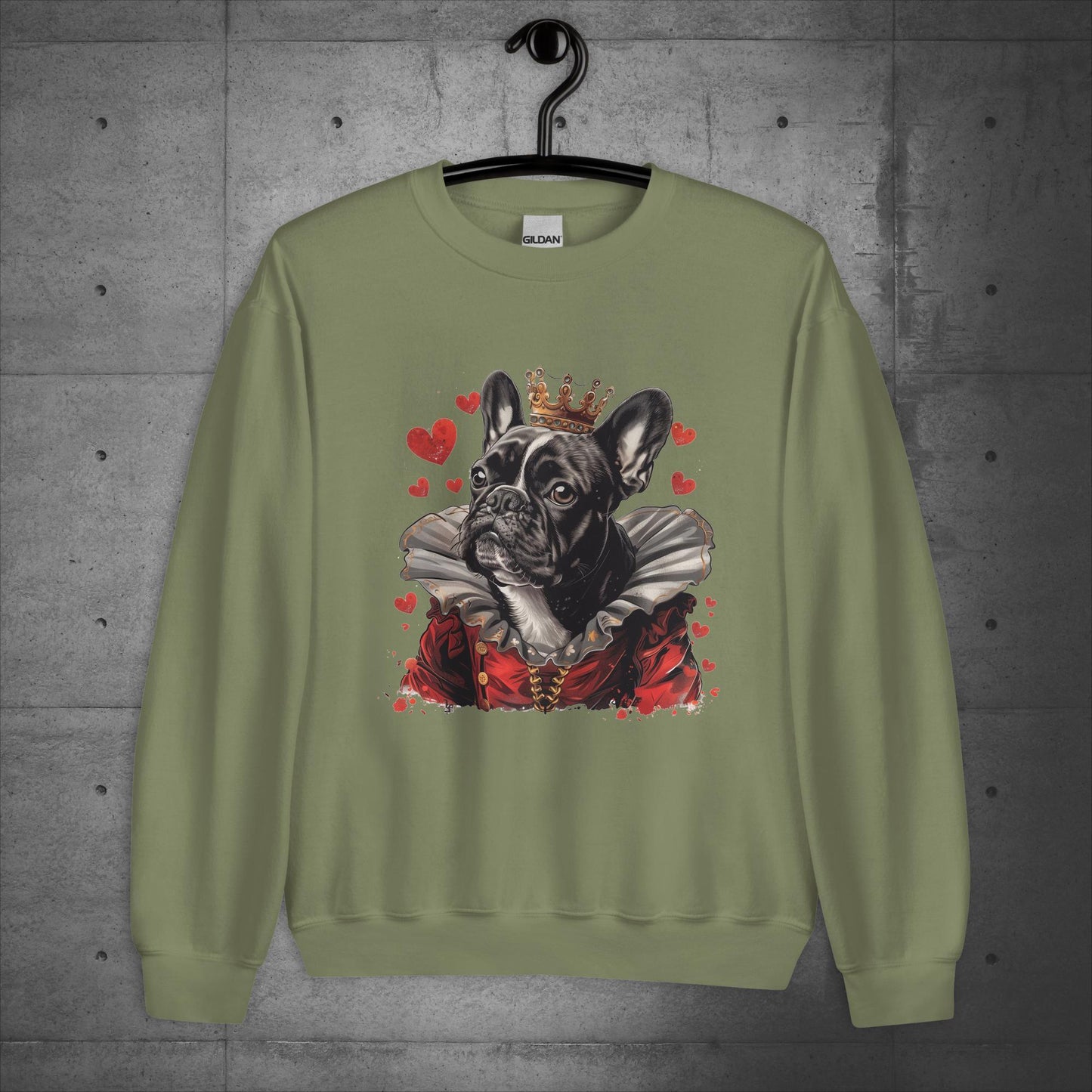 Queen of Hearts Frenchie - Unisex Sweatshirt - Frenchie Emporium