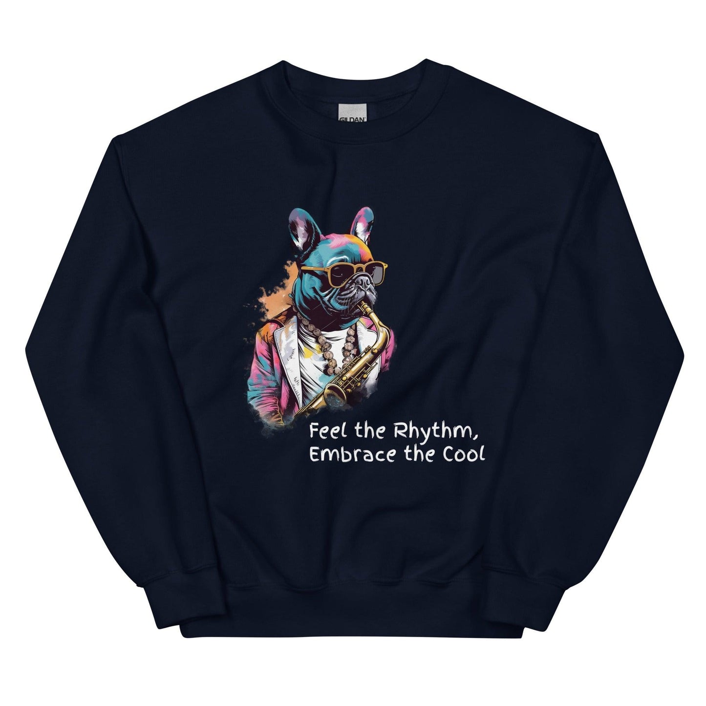 Jazzy Frenchie Saxophonist Unisex Sweater - Frenchie Emporium