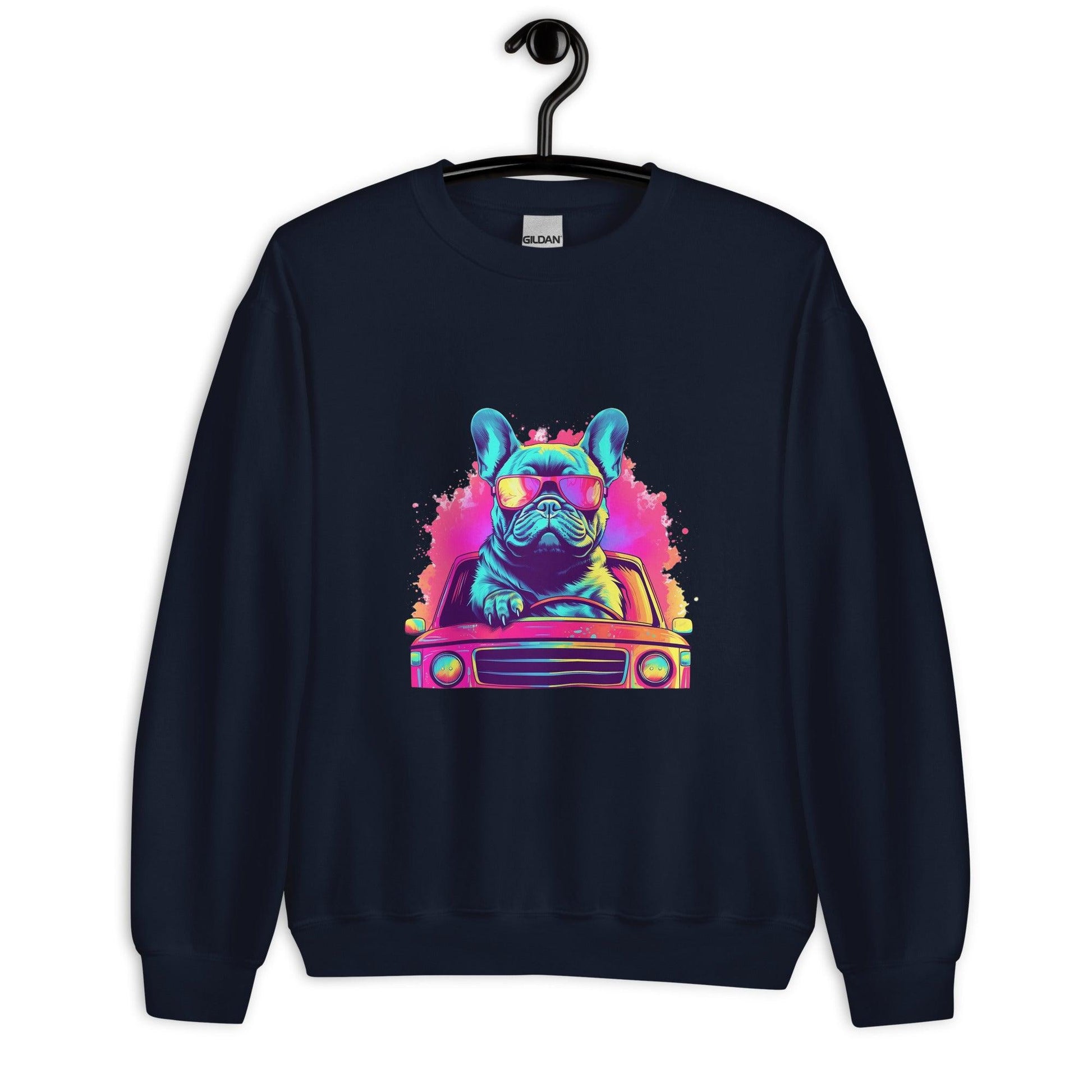 Cruisin' Canines: French Bulldog on Wheels Unisex Sweater - Frenchie Emporium