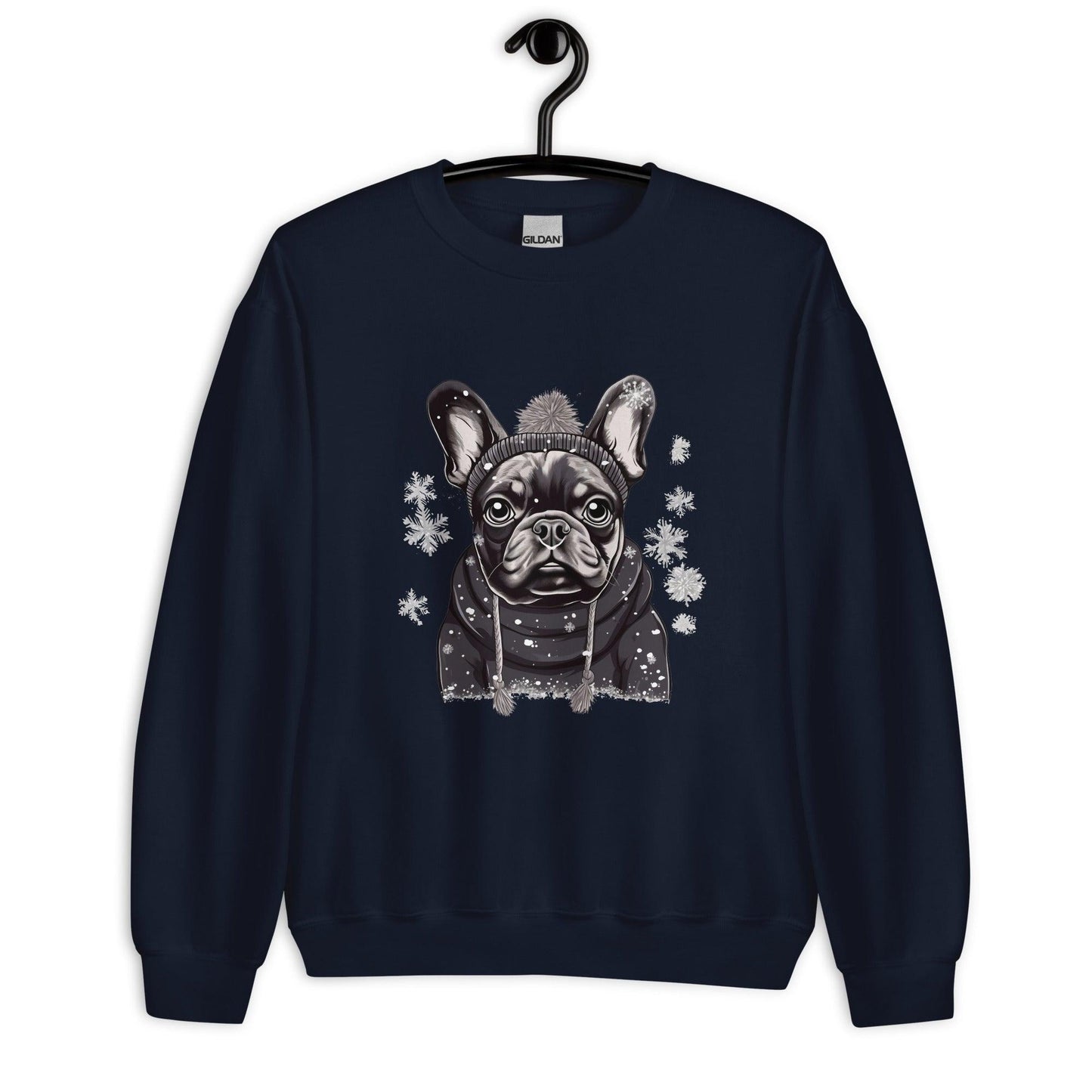 "Snowflake Serenity Frenchie" - Unisex Sweatshirt - Frenchie Emporium