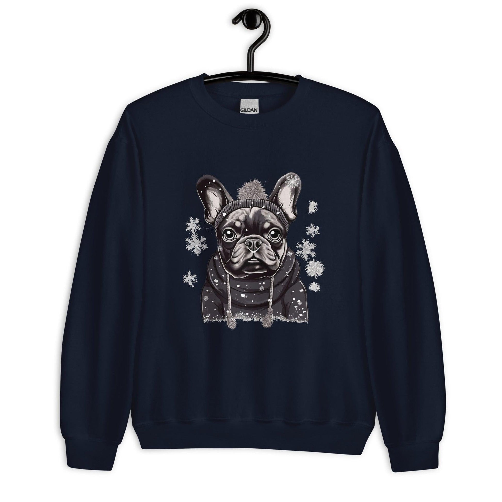 "Snowflake Serenity Frenchie" - Unisex Sweatshirt - Frenchie Emporium
