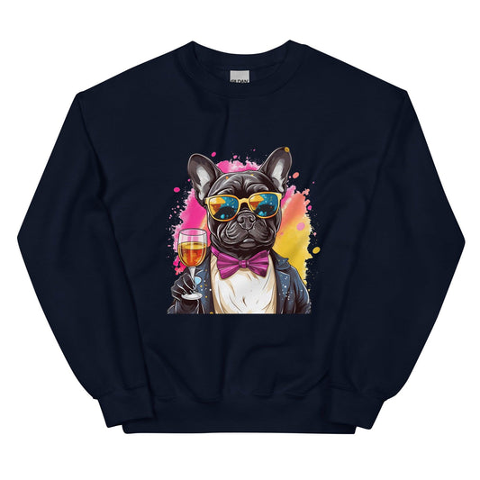 "Champagne Chic Frenchie" - Unisex Sweatshirt - Frenchie Emporium